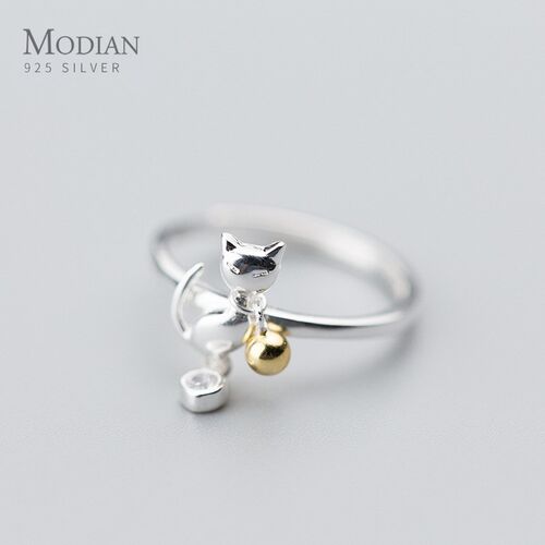 Modian New Shiny Zircon Lovely Bell Cat Open Adjustable Fing