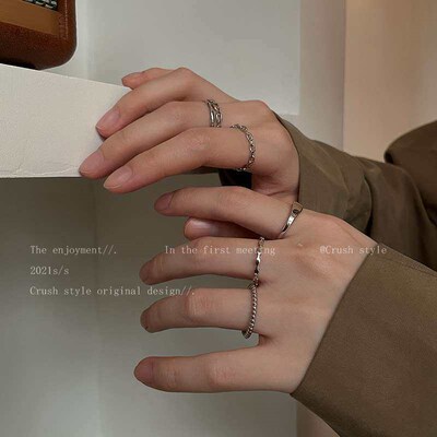 plain ring set ring womens fashion personality ins cold win