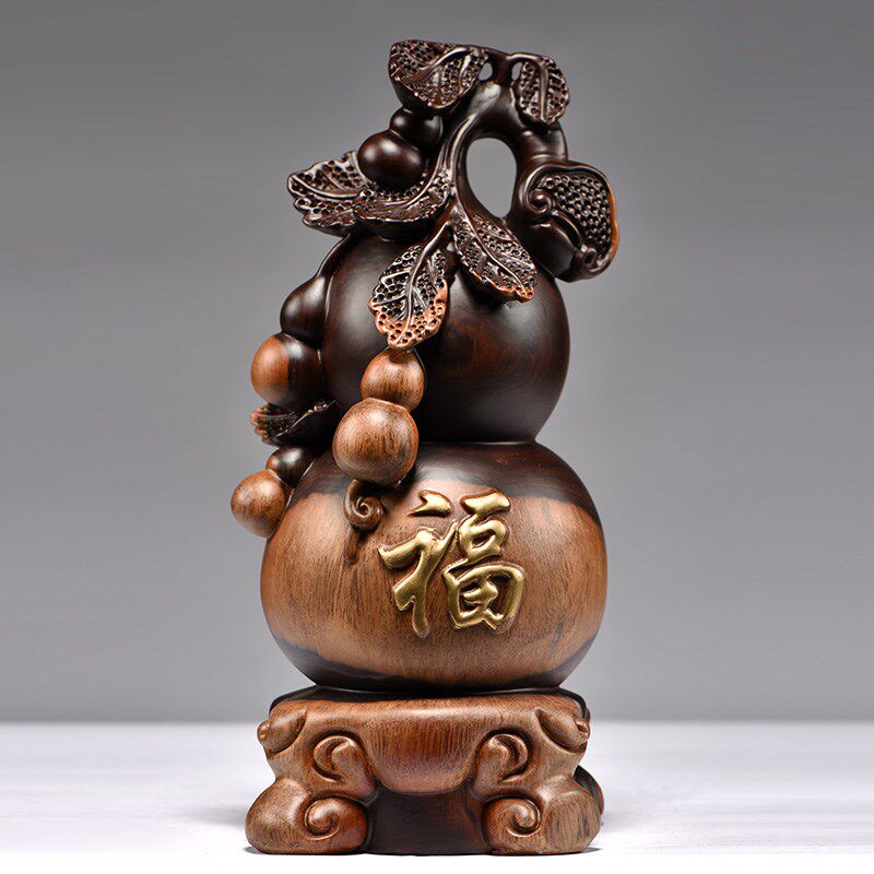 黑檀实木雕刻葫芦中式摆件客厅家居办公室装饰工艺品摆设开业送礼,家居饰品,装饰摆件,淘宝优惠券,粉丝福利购,淘宝优惠卷