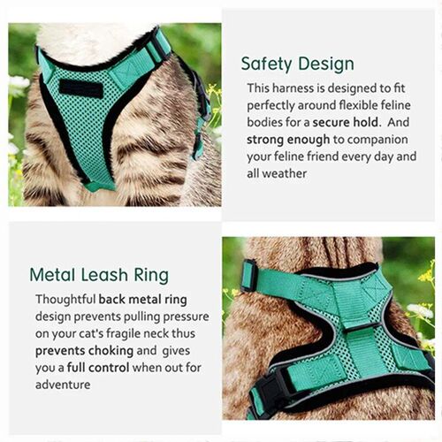 Cat Harness and Leash for Walking,Escape Proof Soft Adjustab