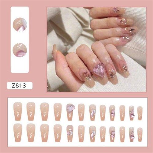 Fashion Long Ballerina False Nails Butterfly French Nail