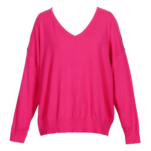 Womens Pullover Long-Sleeved Sweater V Neck Solid Color