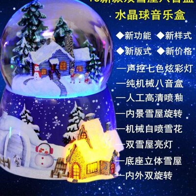 Christmas gift snow house spinning crystal ball music box