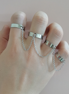 Punk Cool Hiphop Chain Rings Multi-layer Adjustable Open Fin