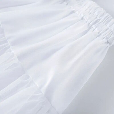 Women Girls Ruffled Short Petticoat Solid White Color Fluffy