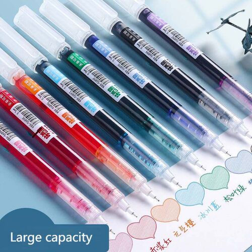 8 Colors Ink Straight liquid Gel Pen Set Colorful Liquid Rol