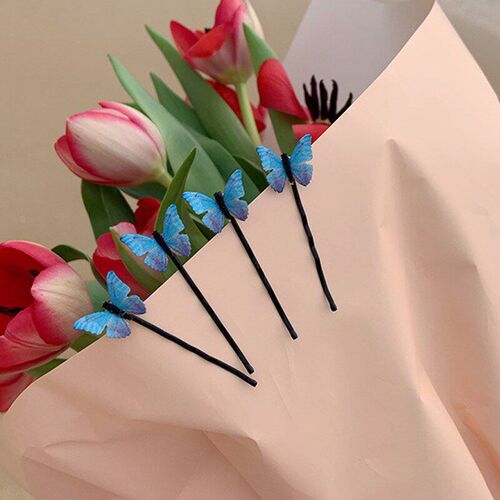 4pcs blue butterfly hairpin dreamy sweet side clip hair acce