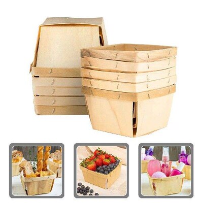 10 Pcs Storage Baskets Wood For Bread Desktop Small Picnics
