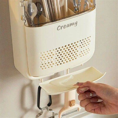 Plastic Wall-mounted Cutlery Holder Space Saving Dustproof