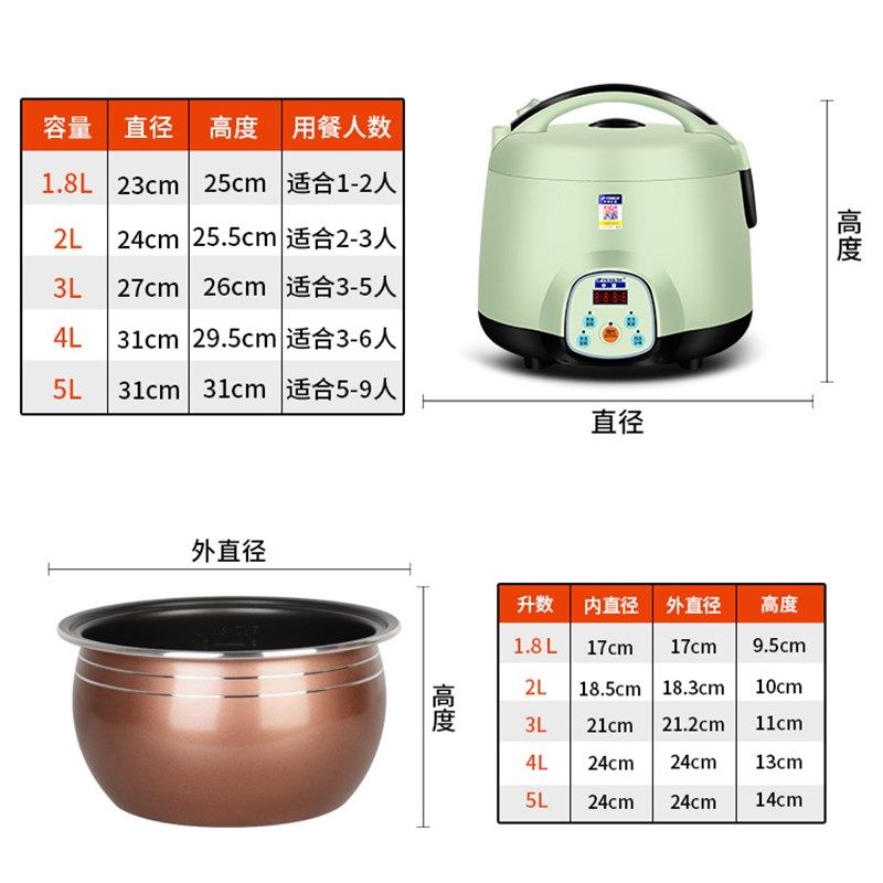 半球迷你电饭煲多功能家用小型2-3LL5L宿舍-8人智能预约不粘锅
