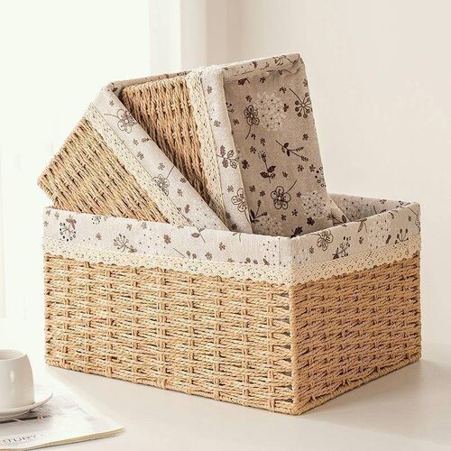 bamboo storage basket box desktop small rattan woven basket