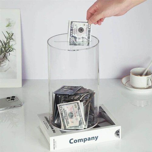 Acrylic Piggy Bank Transparent Money Bank Round Bank Box Del