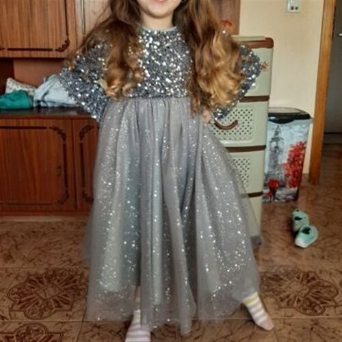 Sequin Girls Princess Party Dresses for 3-8 Yrs Kids Birthda