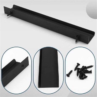 4PCS Black Door Seam Handle Wardrobe Cabinet Door Non-Punch