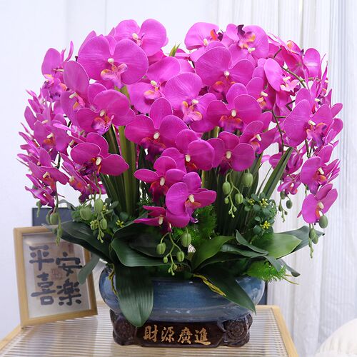 特大号仿真花手感PU蝴蝶兰客厅装饰花电视柜玄关假花酒店前台花艺