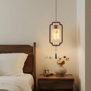 吊卧室床小吊灯宋式学中古风创意竹韵新中式布灯具艺头印花复古线