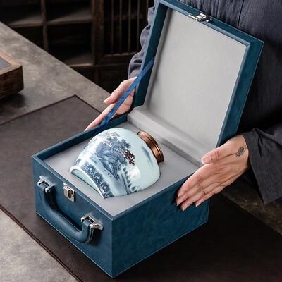 陶茶罐叶大瓷号普洱茶一YG00215饼存茶罐定窑斤装醒茶罐亚光密封