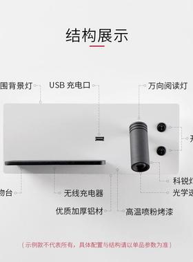 新创意欧无风后北现代简约线48135充电卧室酒店床头阅读开关旋转