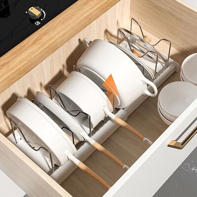 Pot Storage Rack Expandable Pan Shelf Organizer Pot Organize