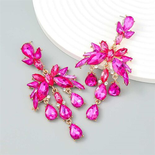 Fashion Ins Style Alloy Diamond Drop Shape Glass Diamond Ear