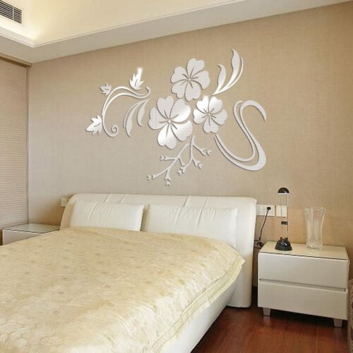 780*600mm Acrylic Sticker Mirror Effect Wall Stickers Flowe