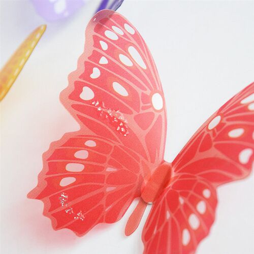 18pcs/lot 3d Effect Crystal Butterflies Wall Sticker Beautif