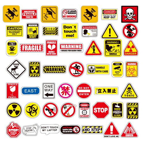 10/30/50/100pcs Cartoon Warning ers Danger Banning Skateboar