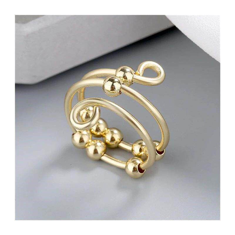 Punk Anxiety Rings For Women Men Spiral Fidget Beads Ring - 实物图