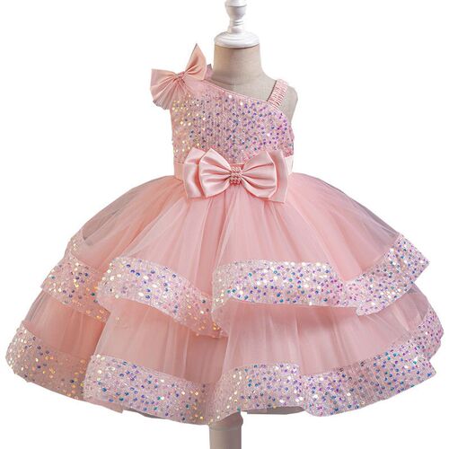 Childrens Dress Sequin Puff Mesh Cake Princess Dress Baby G