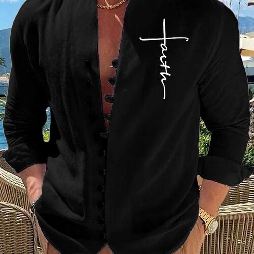 Hot Sale Spring Cotton Linen Autumn  Mens Long-Sleeved Shir