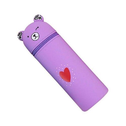 Zippered Silicone Pencil Case Standing up Pen Holder Pencil