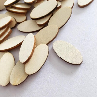 100PCS Unfinished Wood Oval Slices Natural Rustic Wooden