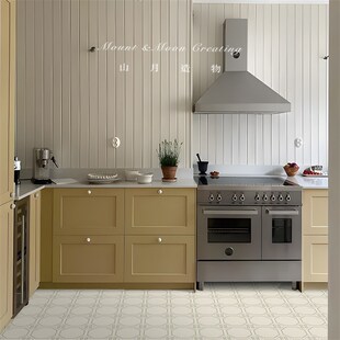 山月造物 复古仿花砖贴纸防油瓷砖地贴墙面翻新自粘地板阳台自粘