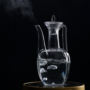 玻璃手执壶纯手工耐热斗茶汤复古仿宋百戏酒壶可加热玻璃贵妃壶瓶