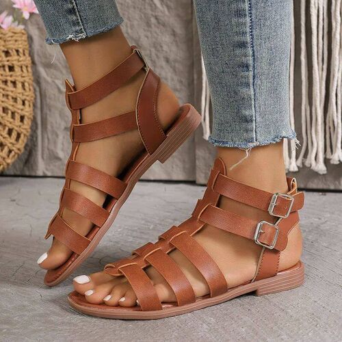 Womens Sandals Summer Elegant Woman Shoes Low Heels Flats