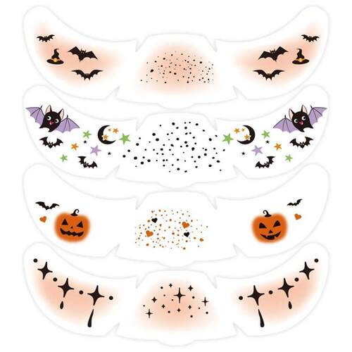 4pcs Halloween Face Tattoo Stickers Pumpkin Bat Star Moon Fa