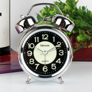 超大声闹铃小闹钟学生用夜光金属床头钟卡通儿童专用静音时钟表型