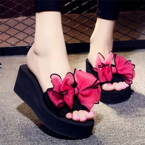 Women Bow Summer Sandals Slipper Indoor Outdoor Beach Shoes