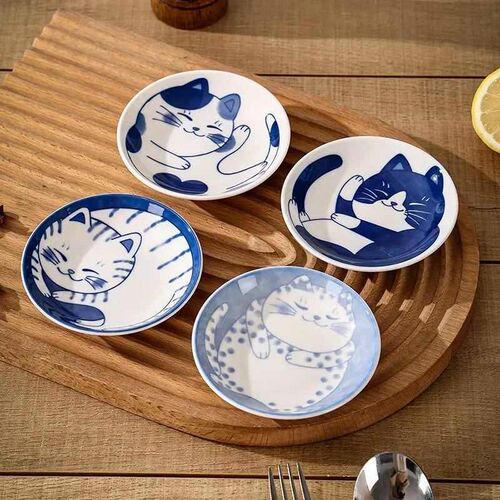 4pcs Ceramic Sauce Dishes Sushi Plate Tableware Japanese Sty