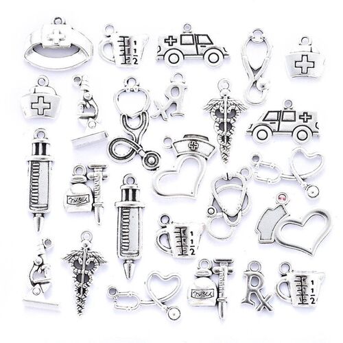 YuenZ 25pcs/set Antique Silver color Medical tools Charms Me