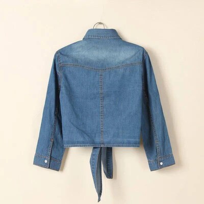 Denim Shirt Short Sleeve Womens Tops Chemise Femme Crop Tops