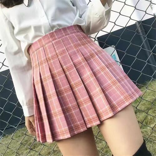 Women High Waist Pleated Skirt yk Summer Casual Kawaii