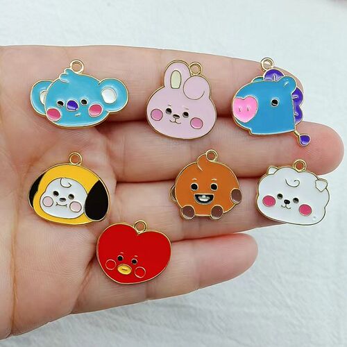 10pcs Cute Enamel Charms Bear Dog Rabbit Pendants Bunny Char