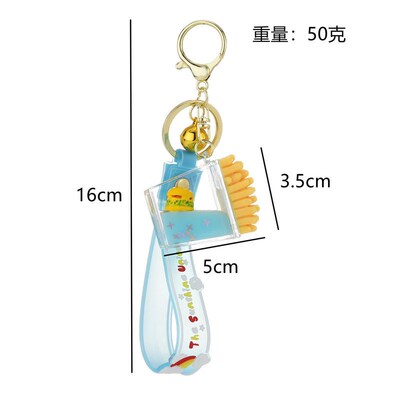 Oil floating hamburger fries keychn cute exquisite quicksand