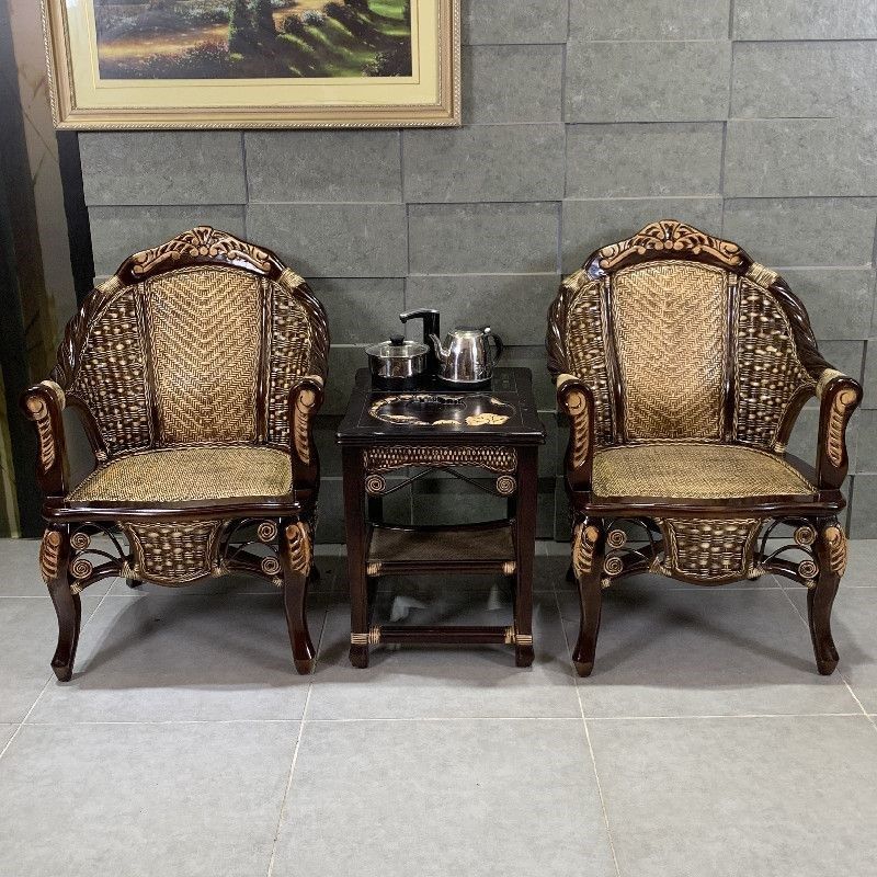 新款复古中式高端藤椅三件阳台天然真藤编阳台休闲藤椅,住宅家具,阳台椅,淘宝优惠券,粉丝福利购,淘宝优惠卷