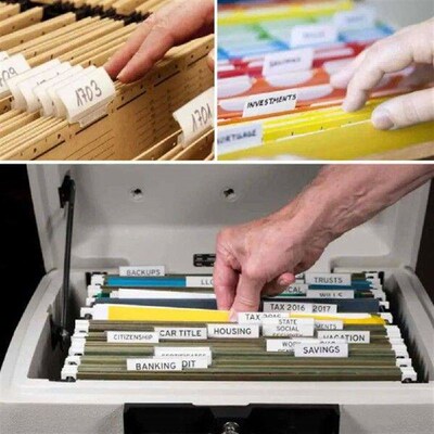 120Pcs Label Holder Letter Size Folders Wide-Angle Design