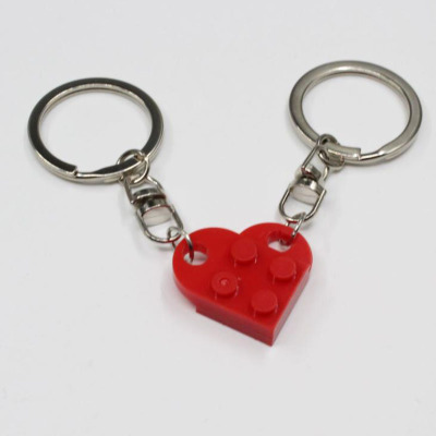 2Pcs Cute Love Heart Brick Keychain for Couples Friendship W