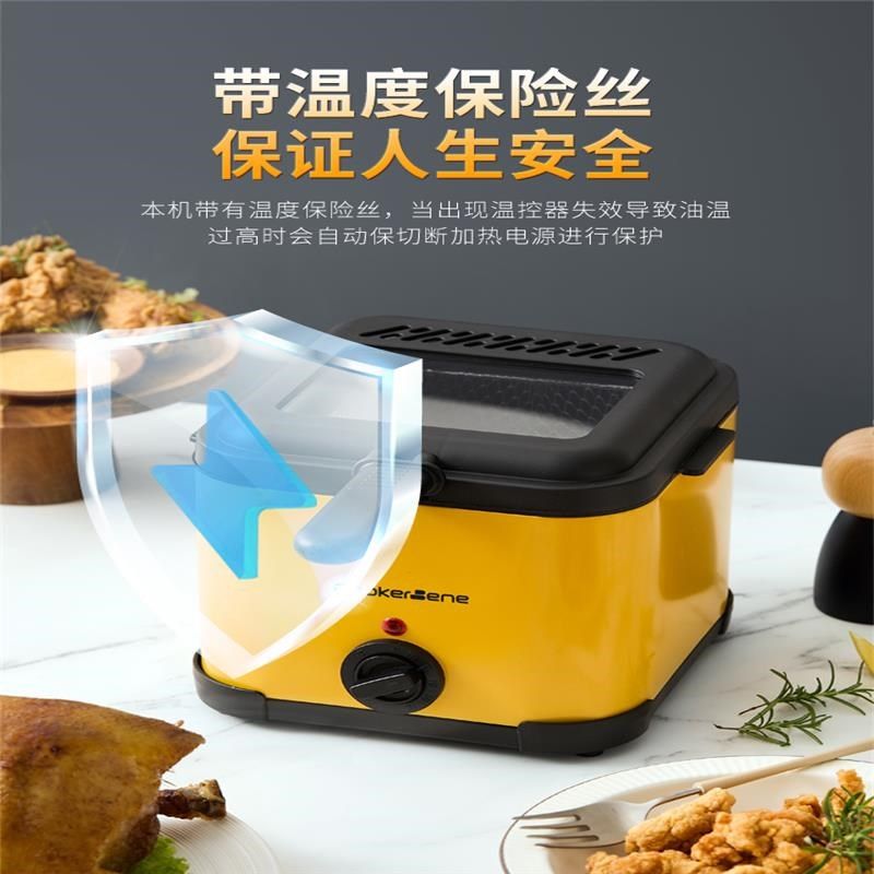 油炸锅小型电炸锅家用多功能带滤网炸薯条炸鸡炸串省油迷你电炸炉