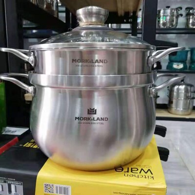 莫克兰德纳尔家用加特厚单底304不锈钢汤锅三层钢防溢电磁炉蒸锅