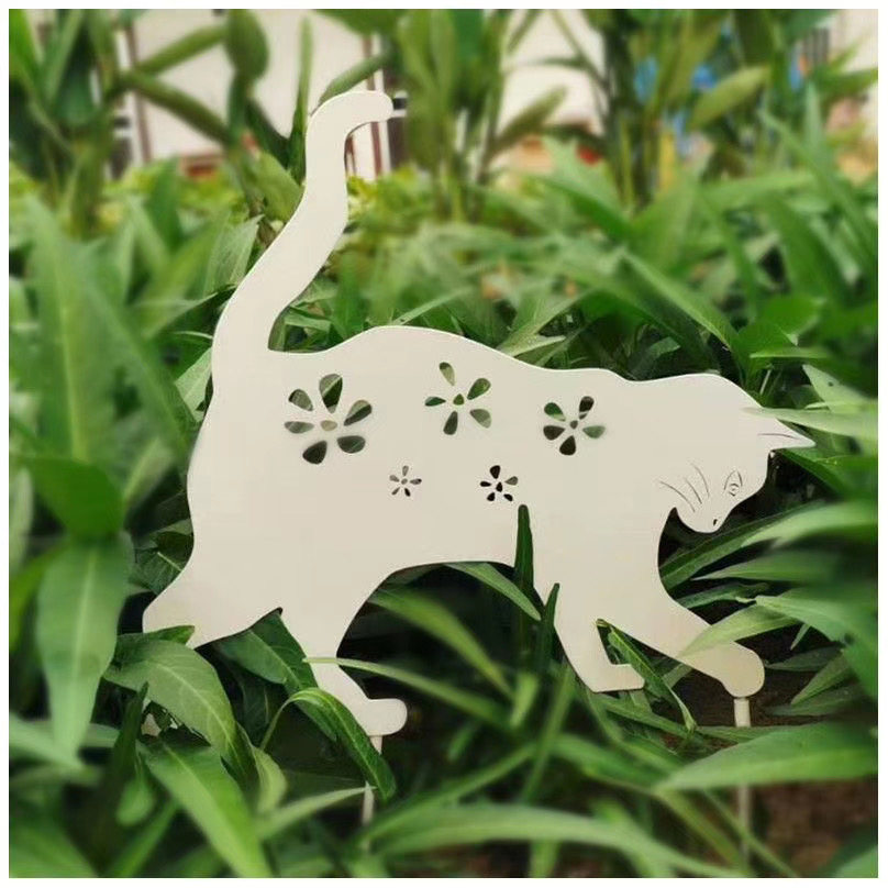 沐子哥庭院铁皮做旧小猫咪花插园艺花园摆件装饰阳台铁艺